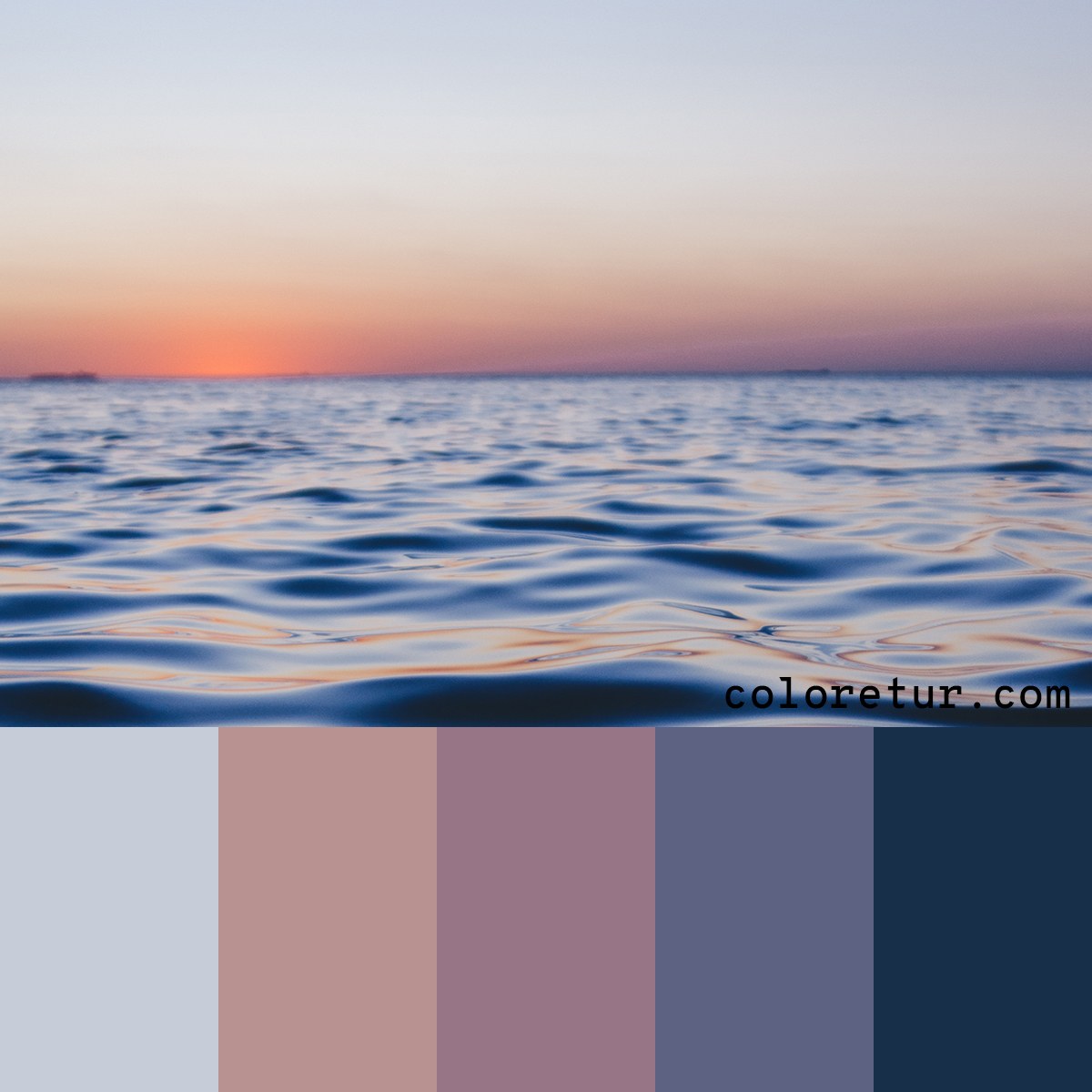 The beautiful ocean sunset as a color palette