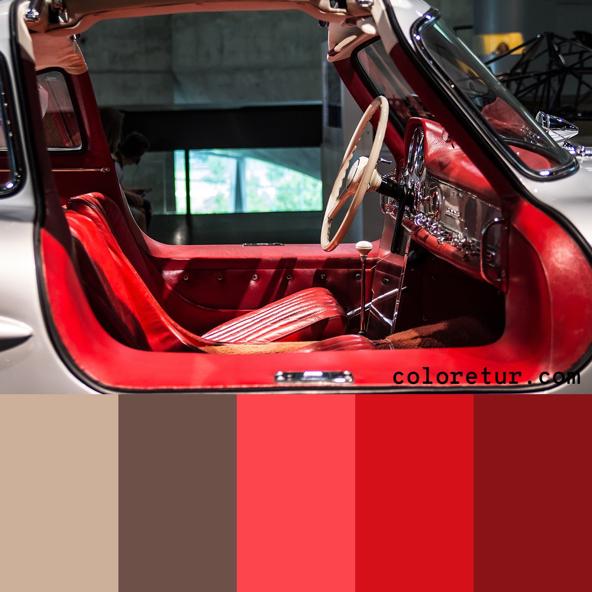 A warm palette full of reds chosen from the stunning leather of a classic car.