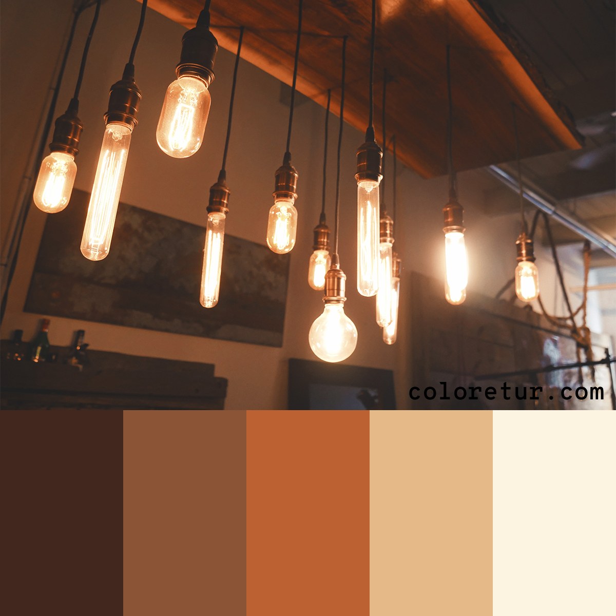 A warm yellow-orange color palette, chosen from the hot incandescence of vintage lightbulbs.